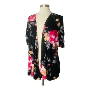 MBJ Womens Short Sleeve Dolman Cardigan Floral Multicolor‎ Made in USA